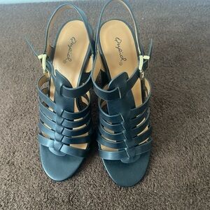 Qupid Black High Heel Strappy Sandals